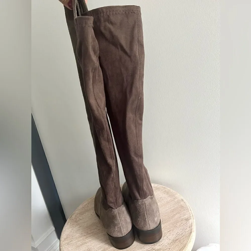 Lucky Brand Calypso Suede Over The Knee Boots in Falcon Brown Size 8 NWOB